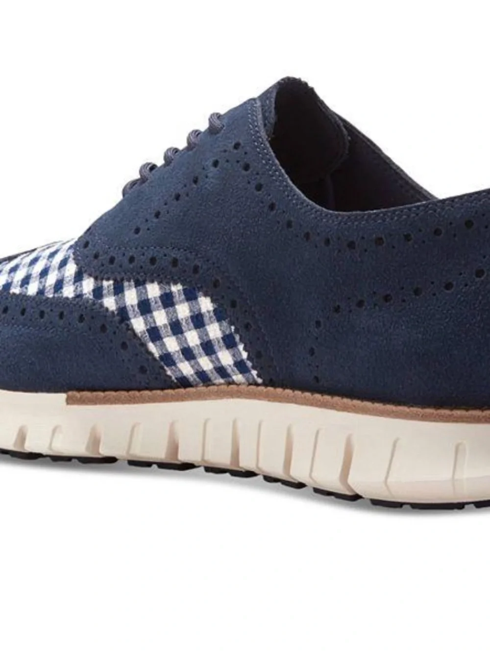 Cole Haan ZERØGRAND Remastered Wingtip Oxford Men’s 10 Navy Gingham C38847 NIB